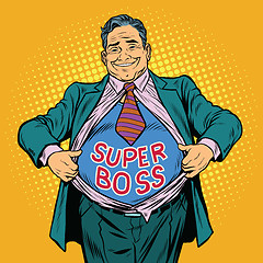 Image showing Super boss, a fat man businessman hero