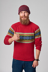 Image showing Serious confident bearded hipster man