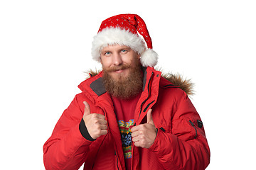 Image showing bright picture of handsome man in christmas hat.