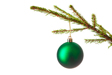 Image showing Decoration bauble on decorated Christmas tree iso