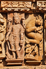 Image showing Famous sculptures of Khajuraho temples, India