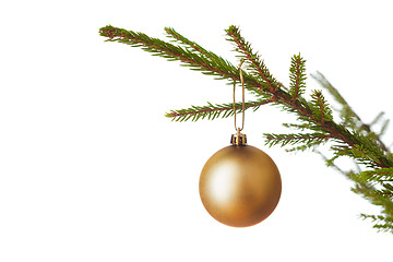 Image showing Decoration bauble on decorated Christmas tree iso