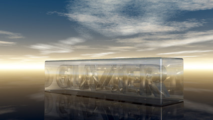 Image showing the word glazier in glass cube under cloudy sky - 3d rendering