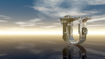 Image showing machine letter u under cloudy sky - 3d illustration