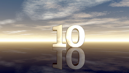 Image showing number ten under cloudy sky - 3d illustration