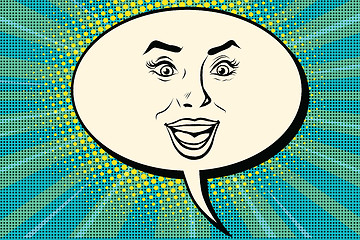 Image showing Comic bubble smiley joyful female face