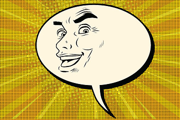 Image showing Comic bubble smiley joyous male face