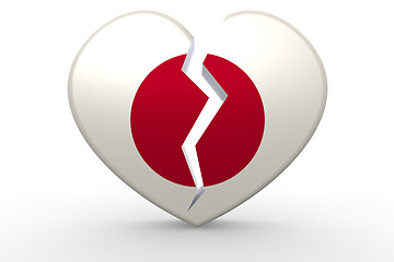 Image showing Broken white heart shape with Japan flag