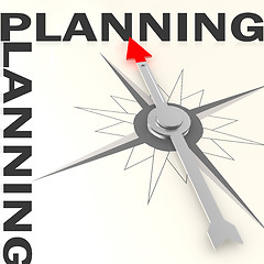 Image showing Compass with planning word isolated