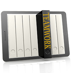 Image showing Book and tablet teamwork concept