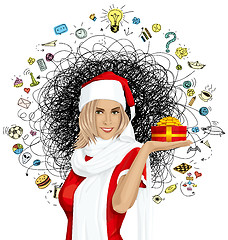 Image showing Vector Woman Waiting For Christmas