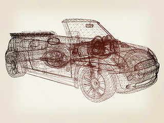 Image showing 3d model cars . 3D illustration. Vintage style.