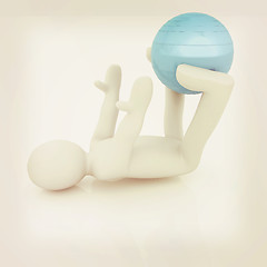 Image showing 3d man exercising position on fitness ball. My biggest pilates s