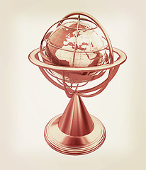 Image showing Terrestrial globe model . 3D illustration. Vintage style.