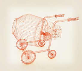 Image showing Concrete mixer. 3D illustration. Vintage style.