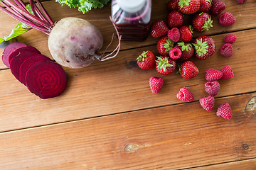 Image showing bottle with beetroot juice, fruits and vegetables