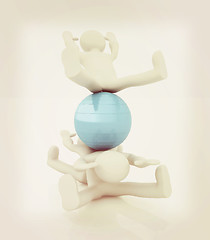 Image showing 3d man exercising position on fitness ball. My biggest pilates s