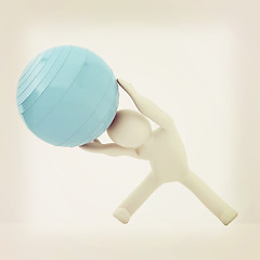 Image showing 3d man exercising position on fitness ball. My biggest pilates s