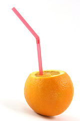 Image showing orange with straw