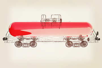 Image showing 3D model cistern car. 3D illustration. Vintage style.