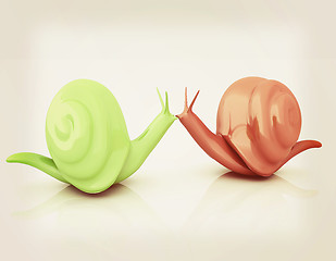 Image showing 3d fantasy animals, snails on white background . 3D illustration