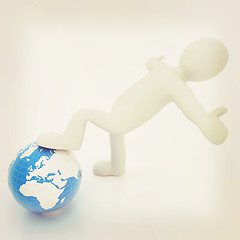 Image showing 3d man and earth. Global business concept: the whole earth at my