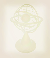 Image showing Terrestrial globe model . 3D illustration. Vintage style.