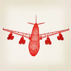 Image showing Airplane. 3D illustration. Vintage style.