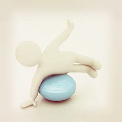 Image showing 3d man exercising position on fitness ball. My biggest pilates s