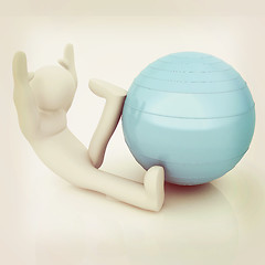 Image showing 3d man exercising position on fitness ball. My biggest pilates s