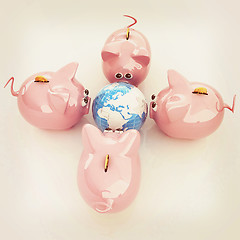 Image showing global saving . 3D illustration. Vintage style.