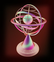 Image showing Terrestrial globe model . 3D illustration. Vintage style.