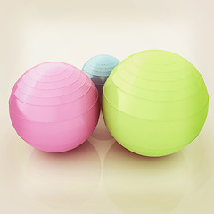 Image showing Fitness balls. 3D illustration. Vintage style.