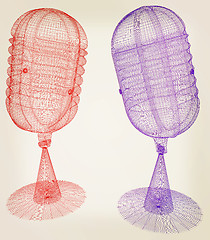 Image showing microphones. 3D illustration. Vintage style.
