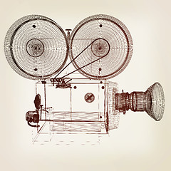 Image showing Old camera. 3d render. 3D illustration. Vintage style.