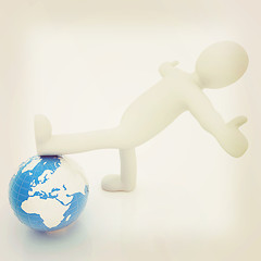 Image showing 3d man and earth. Global business concept: the whole earth at my