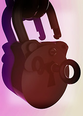 Image showing Vintage old padlock unlocked. 3D illustration. Vintage style.