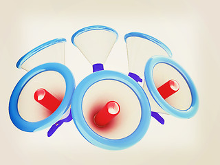 Image showing Loudspeakers as announcement icon. Illustration on white . 3D il