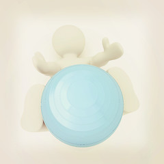 Image showing 3d man exercising position on fitness ball. My biggest pilates s