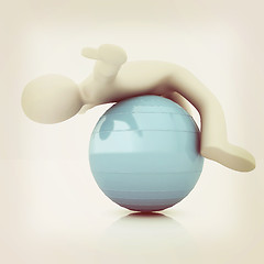 Image showing 3d man exercising position on fitness ball. My biggest pilates s