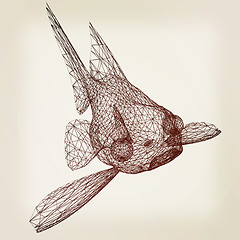 Image showing Fish. 3D illustration. Vintage style.