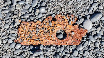 Image showing Remains of a boat wreck - Iceland - Selective focus