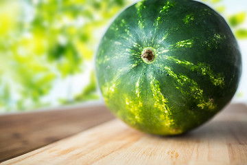 Image showing close up of watermelon on cutting board