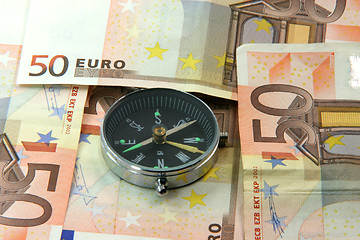 Image showing compass and money