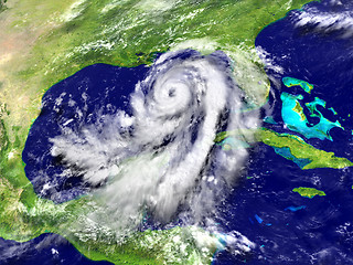 Image showing Huge hurricane Matthew in Mexican gulf