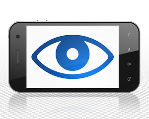 Image showing Safety concept: Smartphone with Eye on display