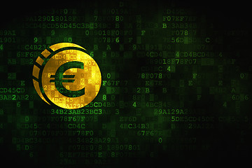Image showing Currency concept: Euro Coin on digital background