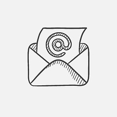 Image showing Email envelope with paper sheet sketch icon.