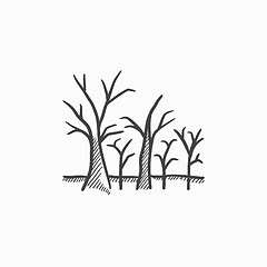 Image showing Tree with bare branches sketch icon.