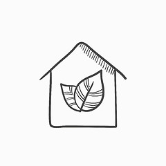 Image showing Eco-friendly house sketch icon.